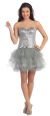 Strapless Sequined Short Party Cocktail Dress in Silver